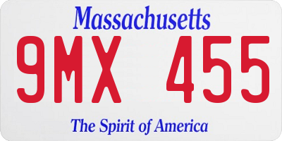 MA license plate 9MX455
