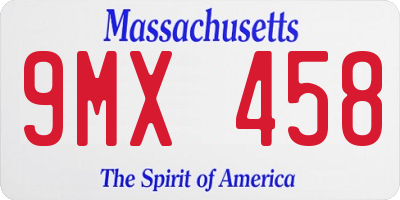MA license plate 9MX458