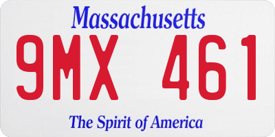 MA license plate 9MX461