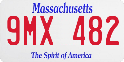 MA license plate 9MX482