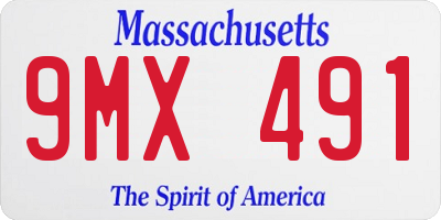 MA license plate 9MX491