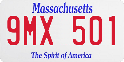 MA license plate 9MX501