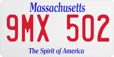 MA license plate 9MX502