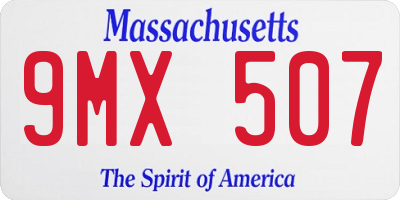 MA license plate 9MX507