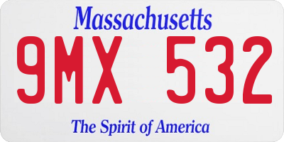 MA license plate 9MX532