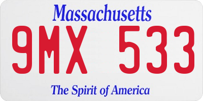 MA license plate 9MX533