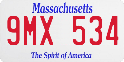 MA license plate 9MX534