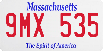 MA license plate 9MX535