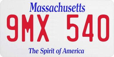 MA license plate 9MX540