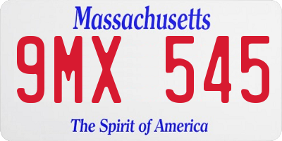 MA license plate 9MX545