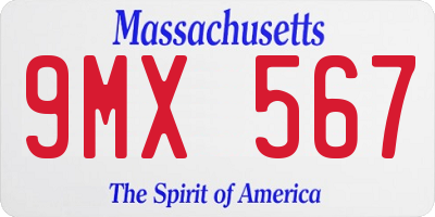 MA license plate 9MX567
