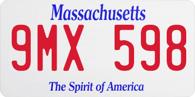 MA license plate 9MX598