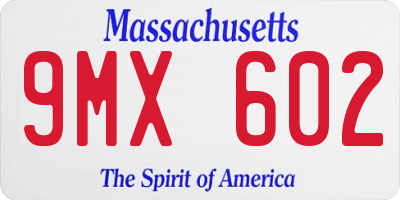 MA license plate 9MX602