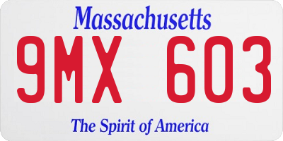 MA license plate 9MX603