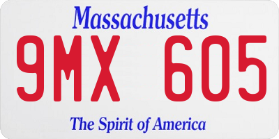 MA license plate 9MX605
