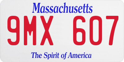 MA license plate 9MX607