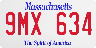 MA license plate 9MX634