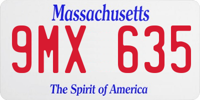 MA license plate 9MX635