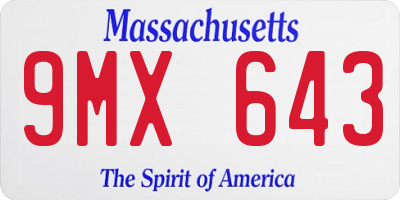 MA license plate 9MX643