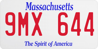 MA license plate 9MX644