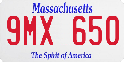 MA license plate 9MX650