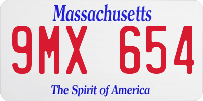 MA license plate 9MX654