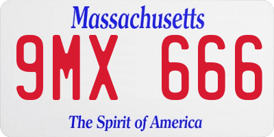 MA license plate 9MX666