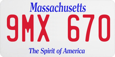 MA license plate 9MX670