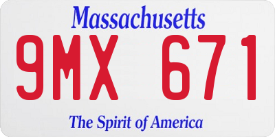 MA license plate 9MX671