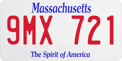 MA license plate 9MX721
