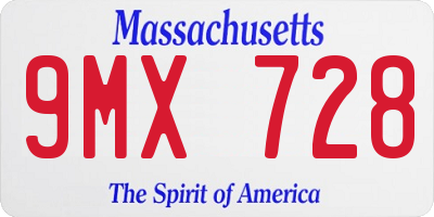 MA license plate 9MX728