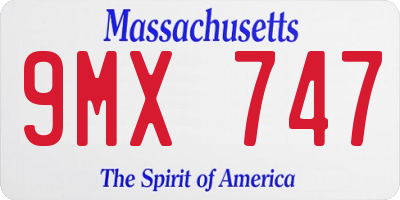MA license plate 9MX747