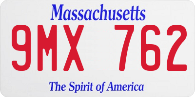 MA license plate 9MX762