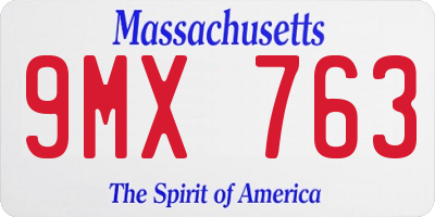 MA license plate 9MX763