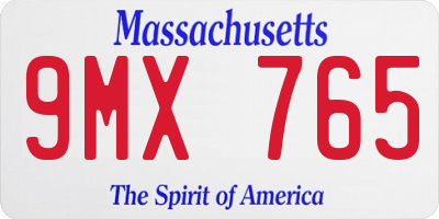 MA license plate 9MX765