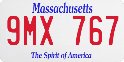 MA license plate 9MX767