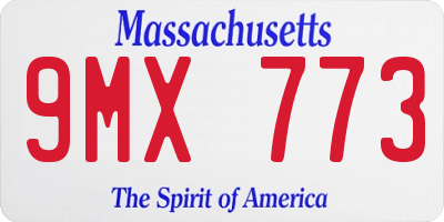 MA license plate 9MX773