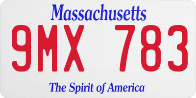 MA license plate 9MX783