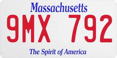 MA license plate 9MX792