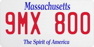 MA license plate 9MX800