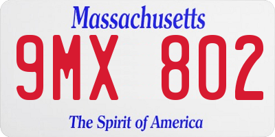 MA license plate 9MX802
