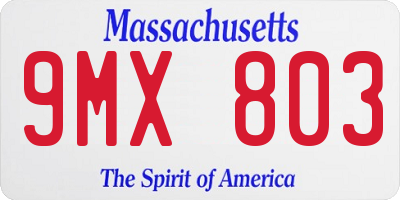 MA license plate 9MX803