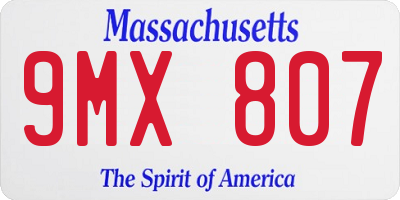 MA license plate 9MX807