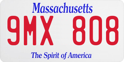 MA license plate 9MX808