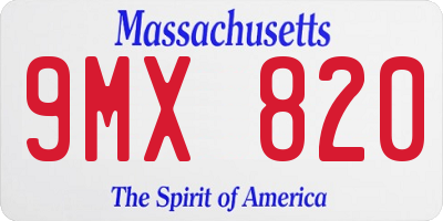 MA license plate 9MX820