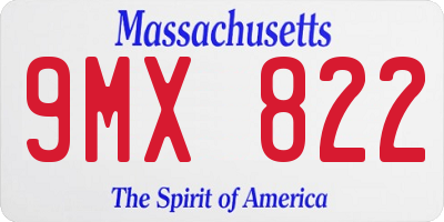 MA license plate 9MX822