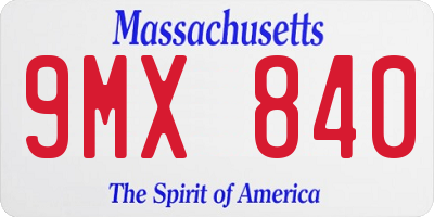 MA license plate 9MX840