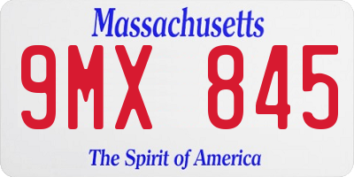 MA license plate 9MX845