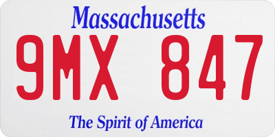 MA license plate 9MX847
