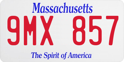 MA license plate 9MX857